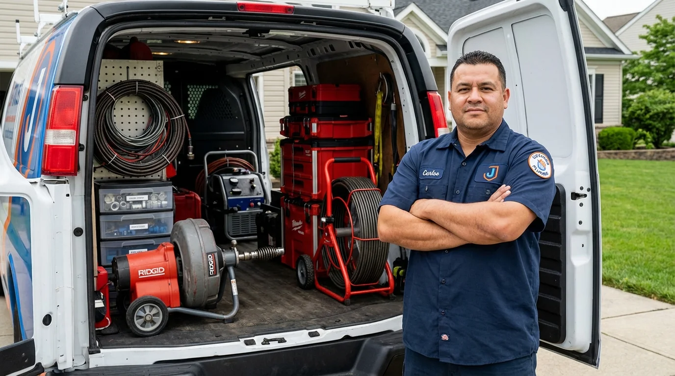 Professional drain cleaning equipment and Johns Plumbing LLC plumber in New Haven